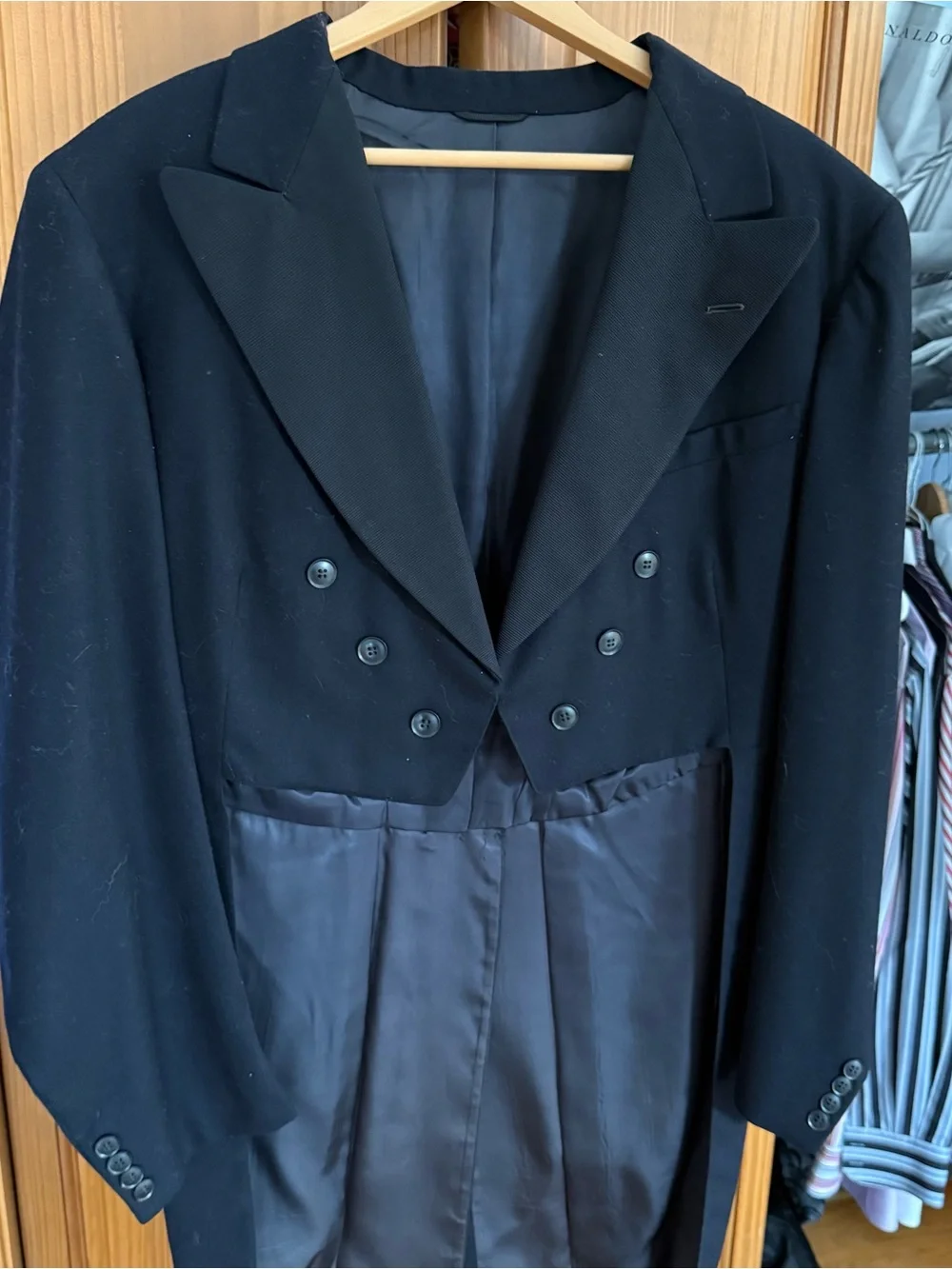 Vintage Black Wool Tailcoat Tux Jacket Varsity-Town Formal Men’s 40 Eveningwear